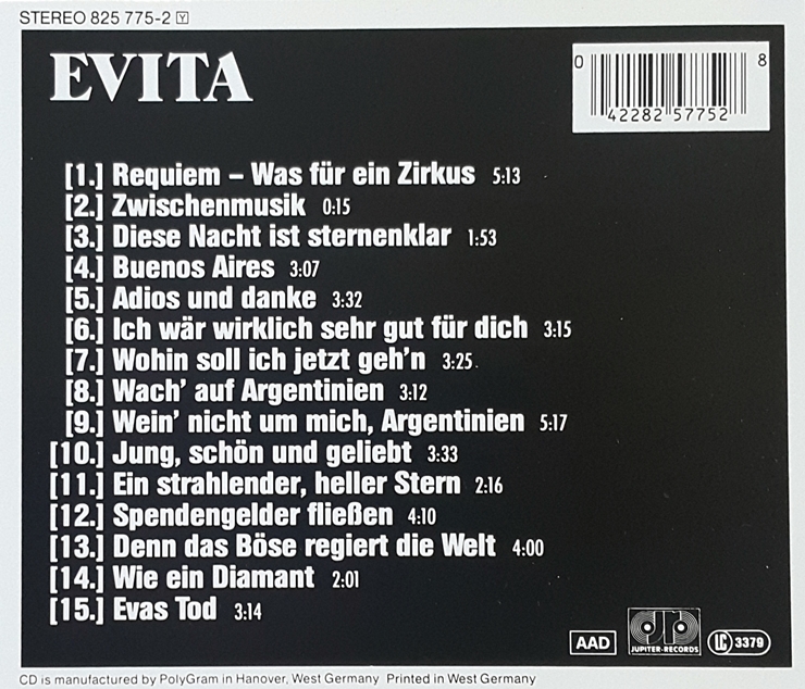 Evita (German Cast Recording) 독일어 버전