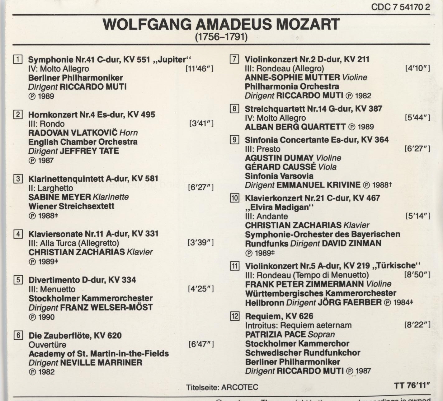 볼프강 아마데우스 모차르트 (WOLFGANG AMADEUS MOZART) 1756 - 1791