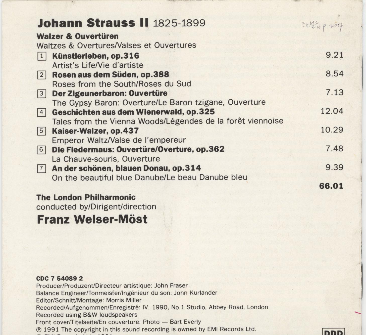 프란츠 벨저 뫼스트 (Franz Welser-most) -  슈트라우스 서곡 &amp 왈츠 (STRAUSS WALZER &amp OVERTUREN)