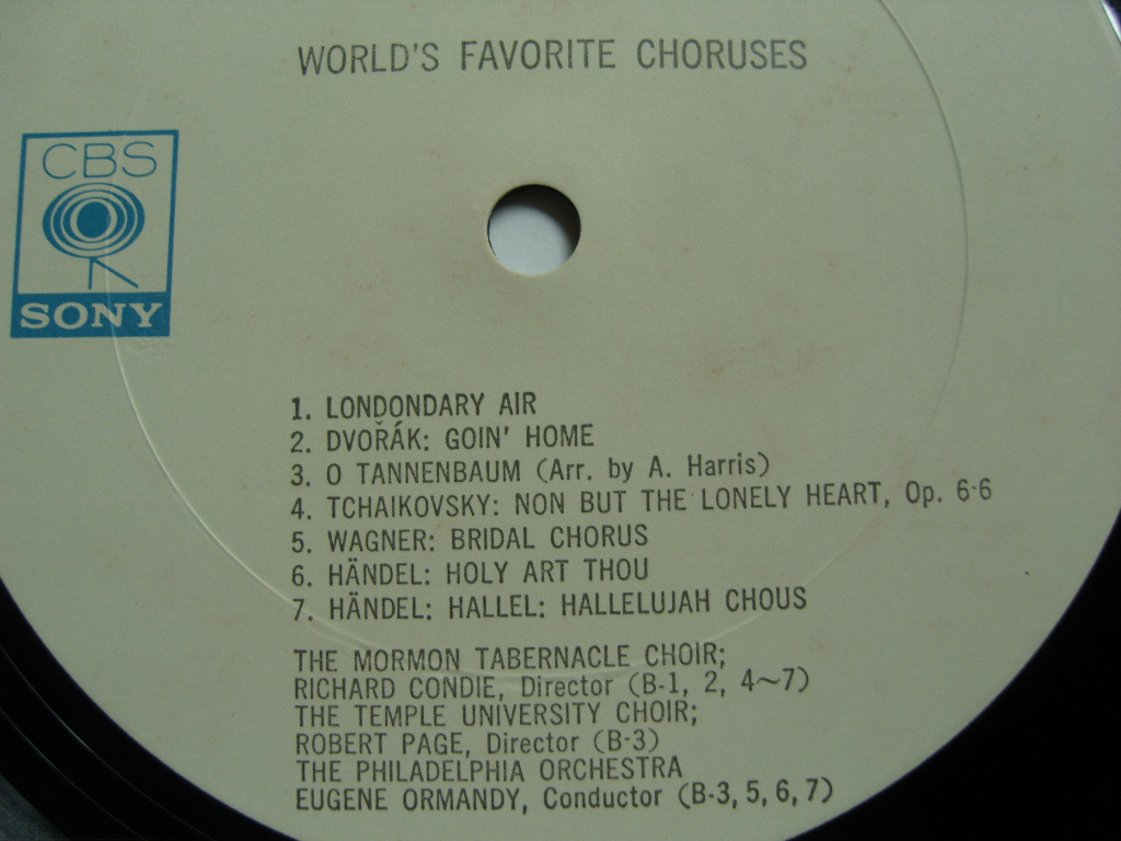 LP(수입) World's Favorite Choruses - 몰몬 태버내클 합창단 / 템플 대학교 합창단