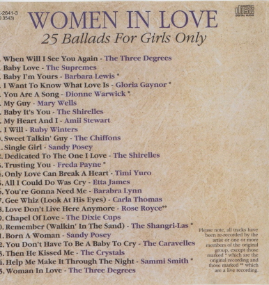 WOMEN IN LOVE : 25 Ballads for girls only