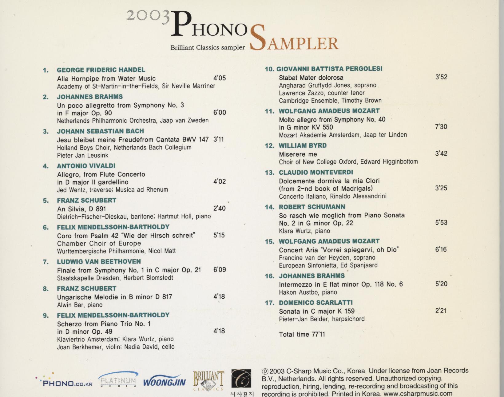 2003 PHONO SAMPLER