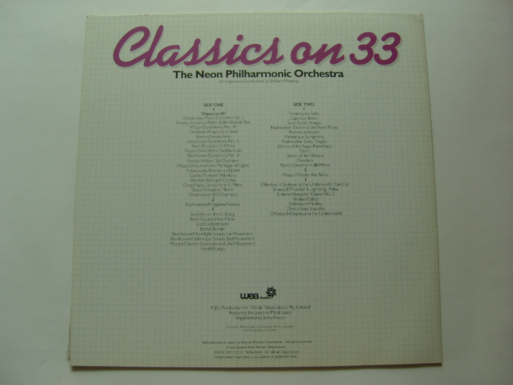 LP(수입) The Neon Philharmonic Orchestra:? Classics On 33