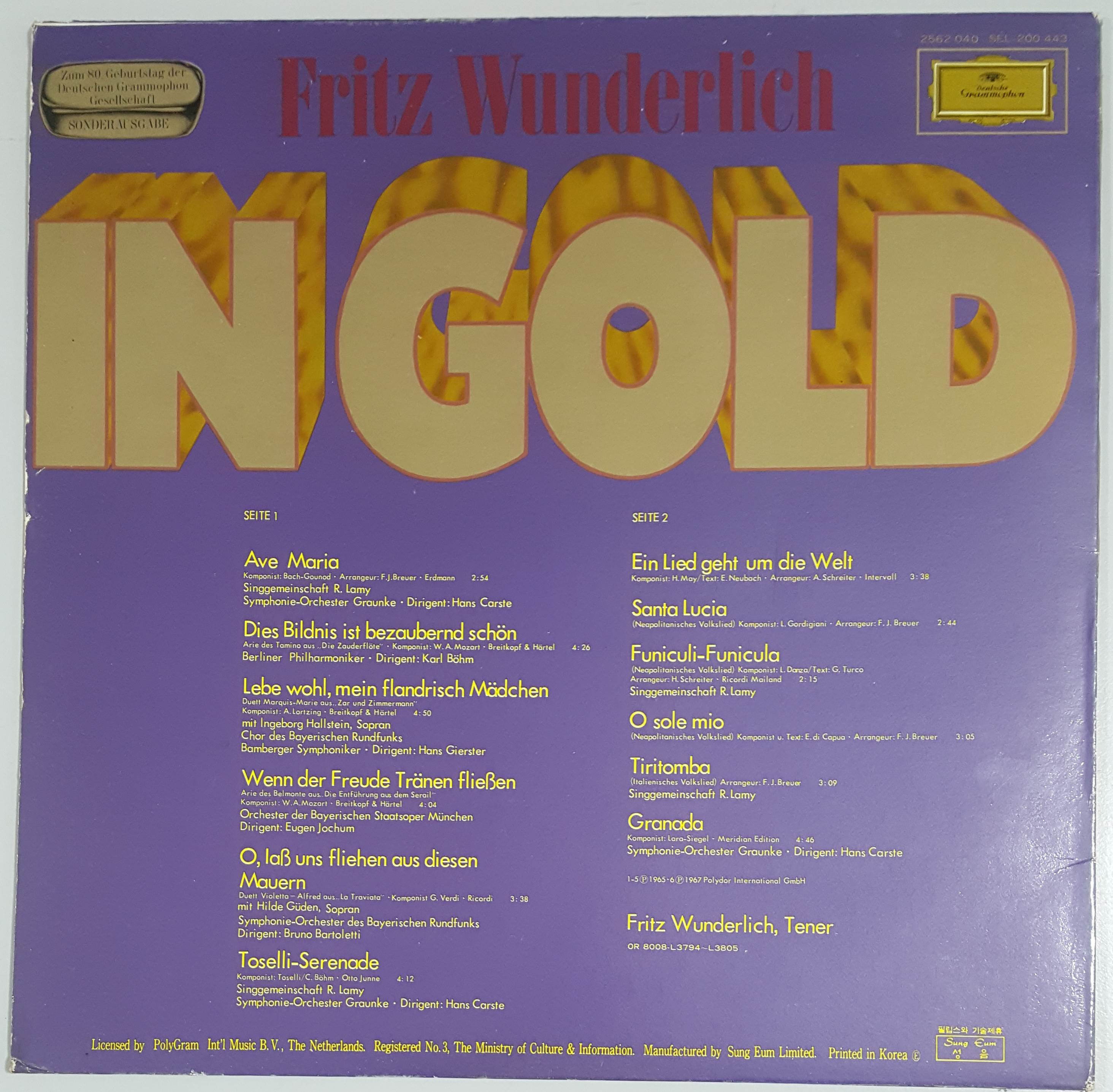 fritz wunderlich - in gold