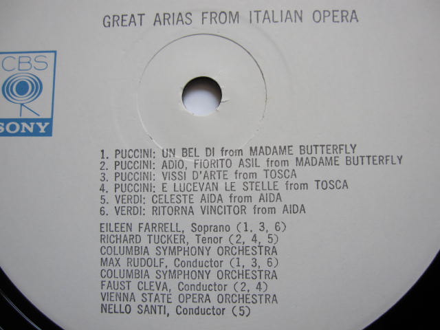 LP(수입) Great Arias From Italian Opera - 에일린 페럴 / 리처드 터커 