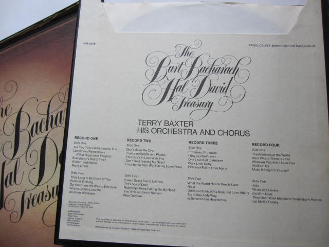 LP(수입) 테리 백스터 Terry Baxter His Orchestra And Chorus: The Burt Bacharach Hal David Treasury(Box 4LP)