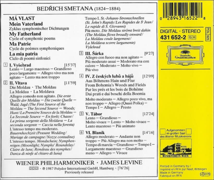 Smetana (스메타나) - Wiener Philharmoniker /James Levine ,Ma Vlast (독일반)