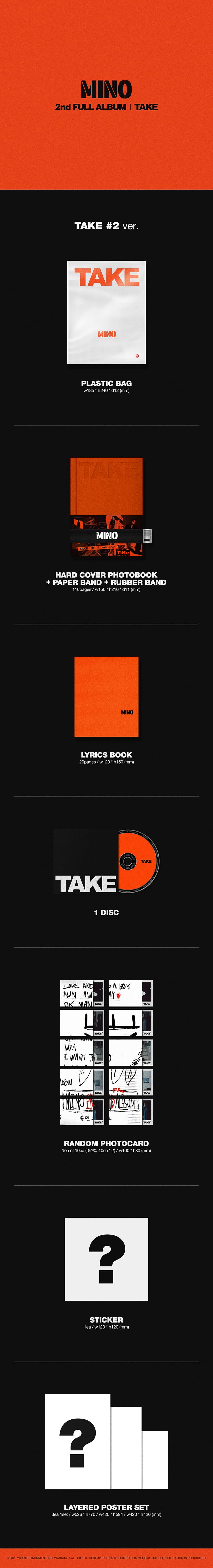 [미개봉] MINO (송민호) / MINO 2nd FULL ALBUM 'TAKE' (TAKE #1/TAKE #2 Ver. 랜덤 발송)