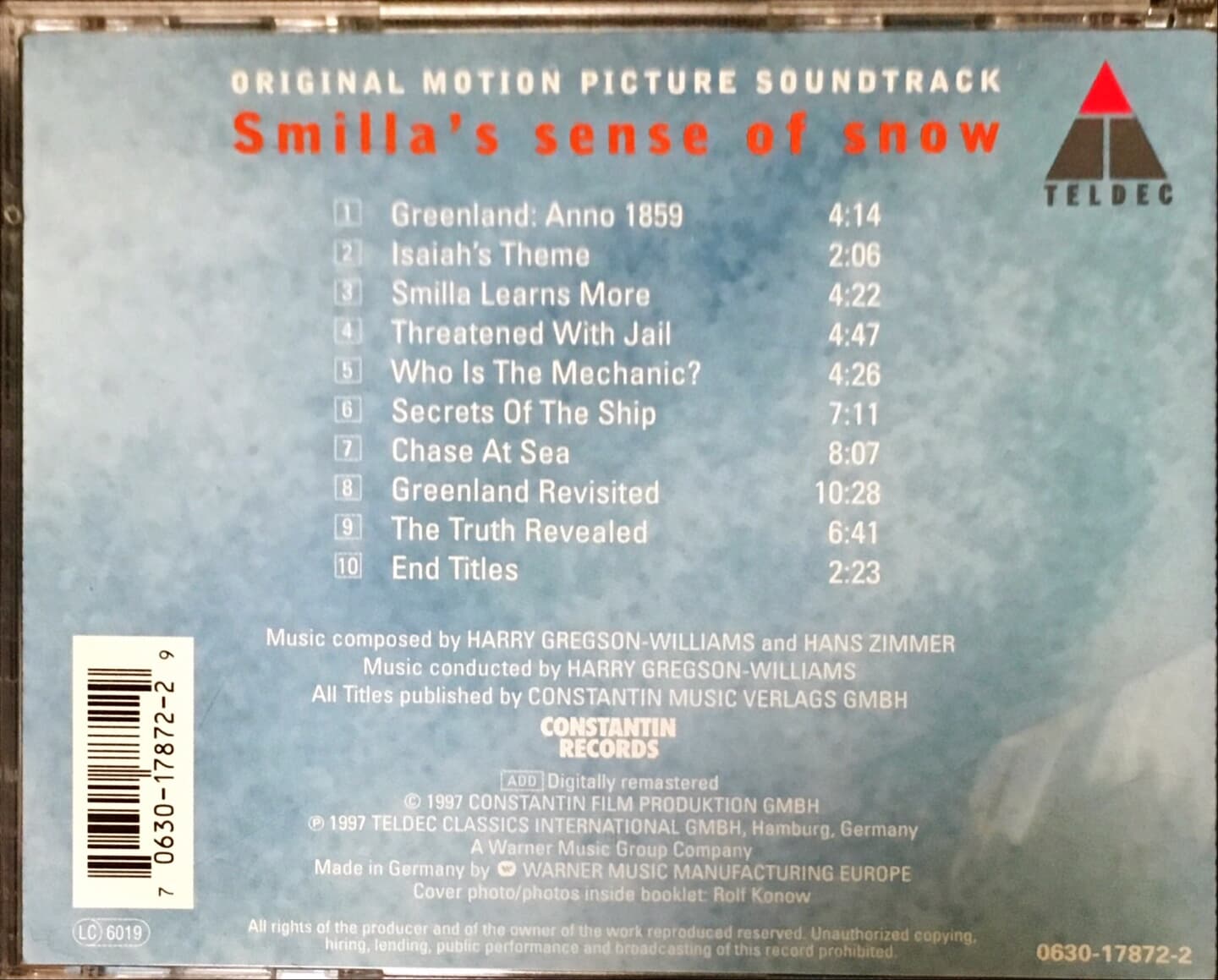 [독일수입반] Smilla‘s Sense Of Snow - Hans Zimmer & Harry Gregson-Williams OST CD