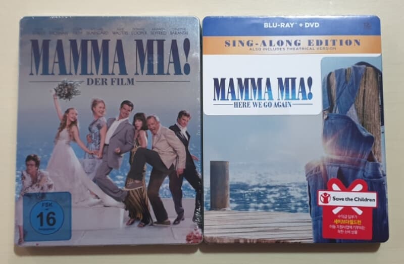 [블루레이] 맘마미아 : 독일 스틸북 (한글자막 O) + 맘마미아! 2 : 정발 스틸북 한정판