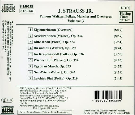 J. Strauss Jr. -  Famous Waltzes , Polkas, Marches And Overtures, Volume 3 (수입)