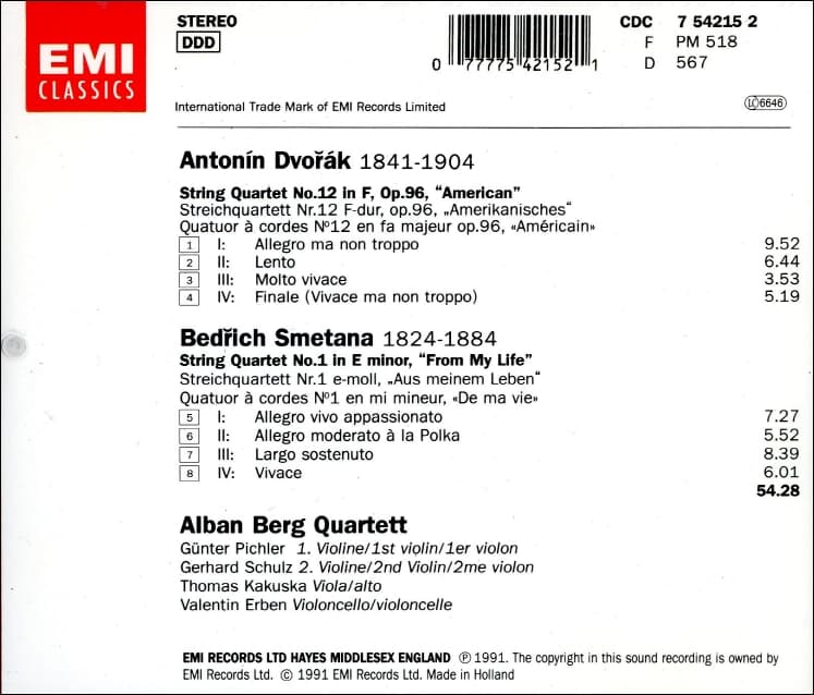 Alban Berg Quartett - Dvorak Smetana / String Quartets (유럽반)