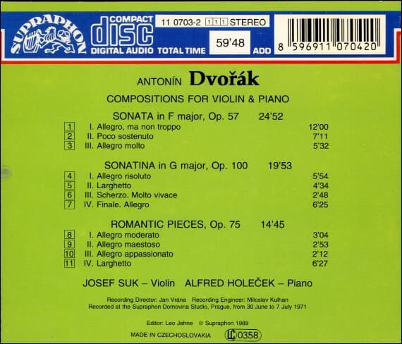 Smetana - DVORAK - Suk Trio  Piano Trio / Dumky (유럽반)