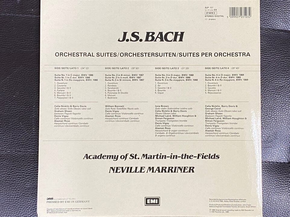 [LP] Bach - Neville Marriner - The Four Orchestral Suites - Die Vier Orchestersuiten 2Lps [독일반]