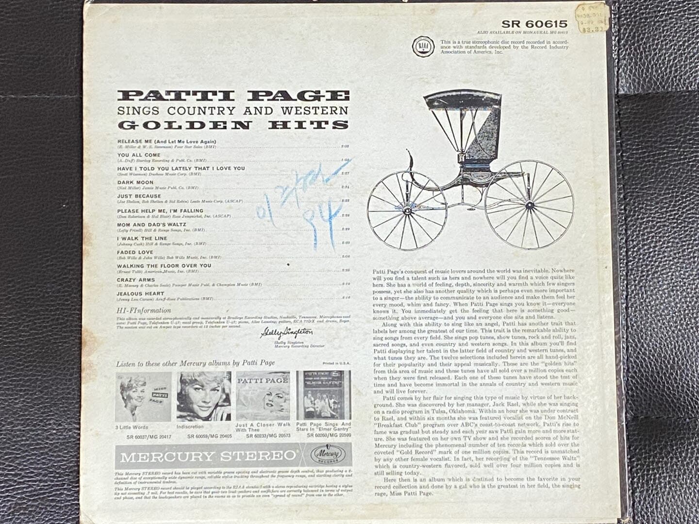 [LP] 패티 페이지 - Patti Page - Sings Countery And Western Golden Hits LP [오아시스-OL 1995-B]