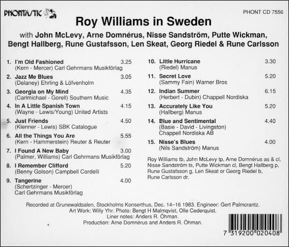 Royal Trombone - Roy Williams In Sweden (유럽반)