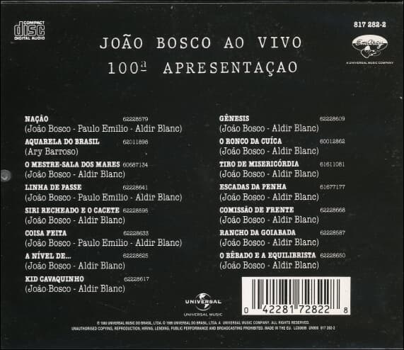 Joao Bosco - Ao Vivo - 100ª Apresentacao (유럽반)
