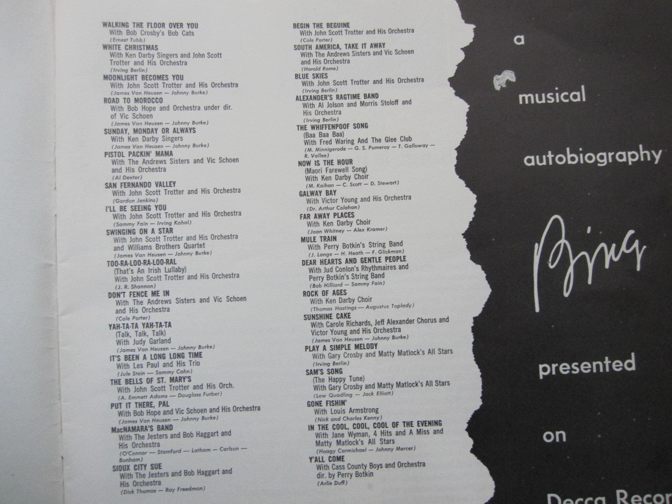 LP(수입) 빙 크로스비 Bing Crosby: Bing/A Musical Autobiography(Boxs 5LP)