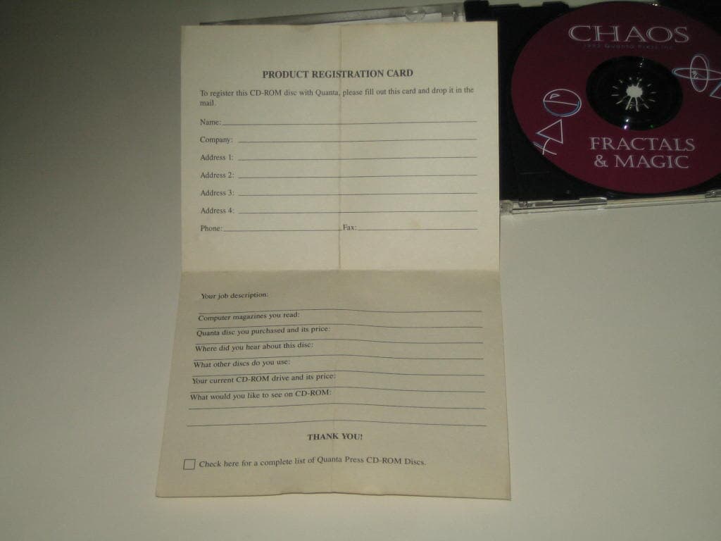 1993 quanta press inc,,,chaos fractals & magic CD-ROM