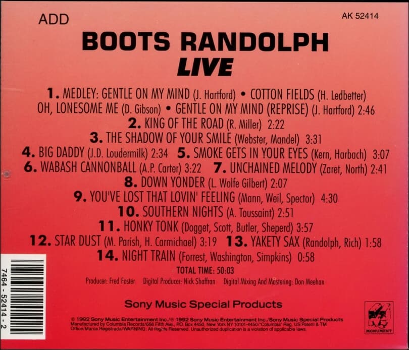 Boots Randolph - Live (미국반)