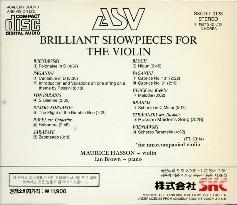 Brilliant Showpieces for the Violin - Maurice Hasson 