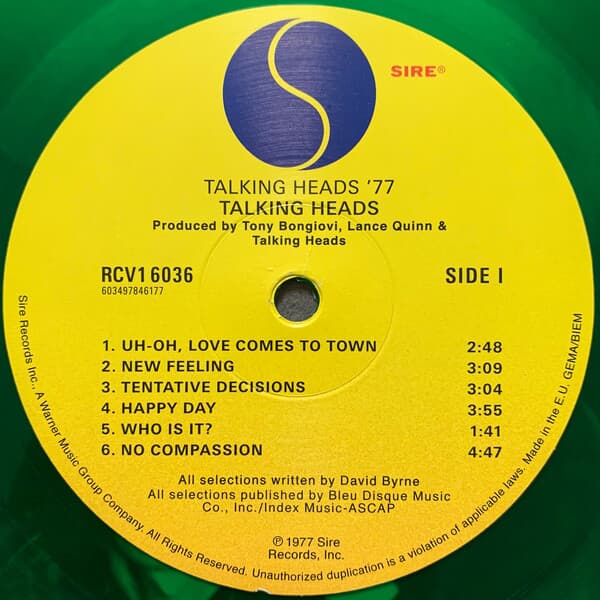 [미개봉 LP] Talking Heads - Talking Heads: 77 (그린 컬러 / 한정반) (EU 수입)
