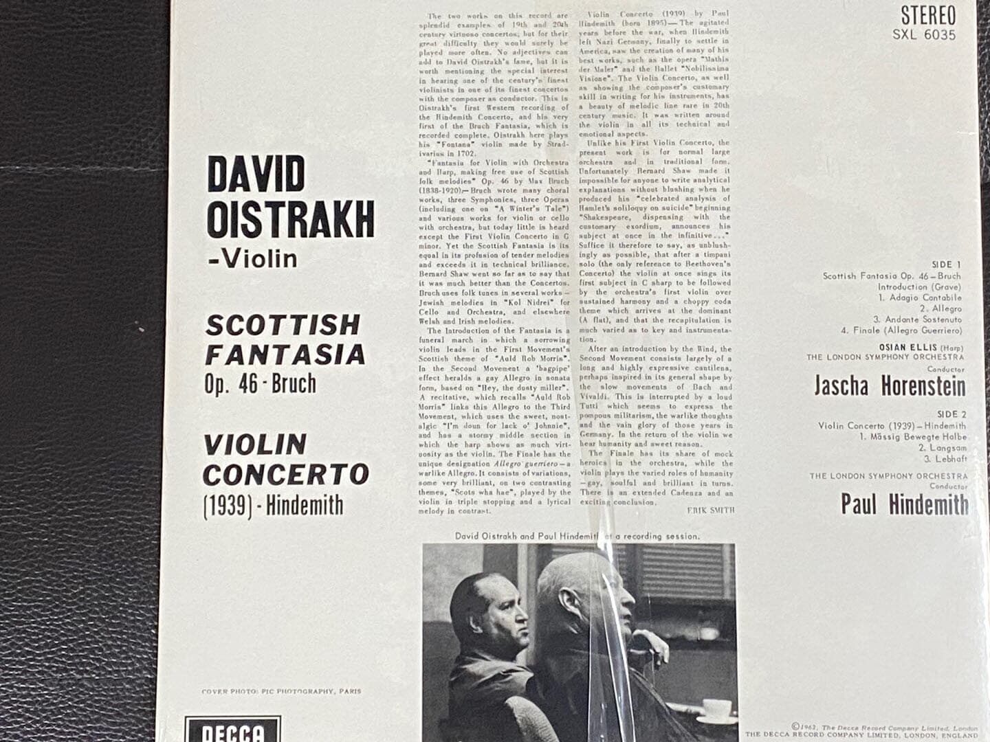 [LP] 오이스트라흐 - Oistrakh - Bruch Scottishfantasia ,Hindemith Violin Concerto [미개봉] [U.K반