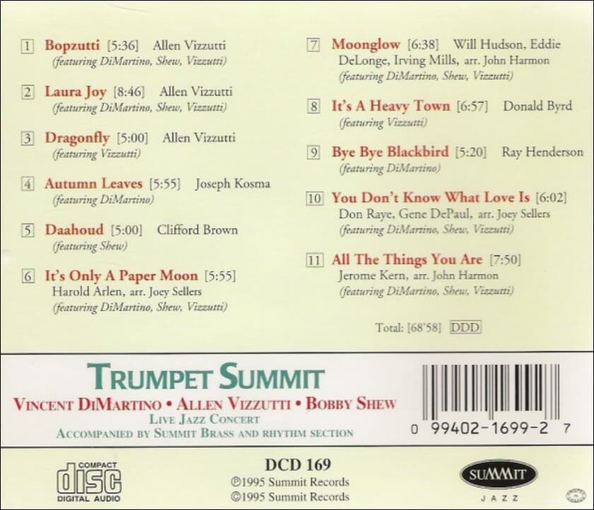 Trumpet Summit  - Vincent DiMartino, Allen Vizzutti , Bobby Shew (미국반)