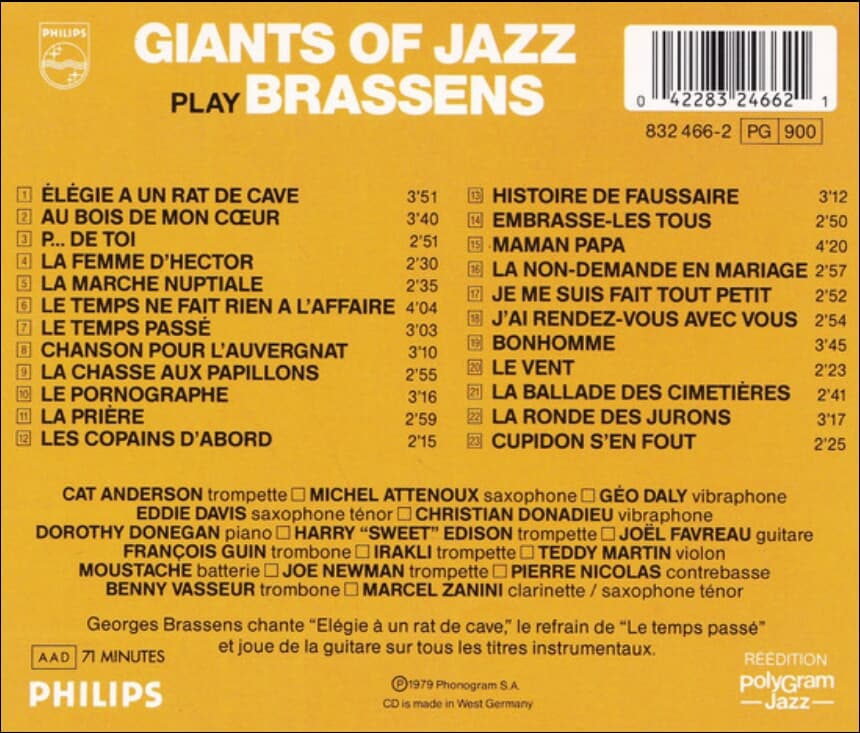 Giants Of Jazz Play Brassens - Eddie Davis , Harry Edison ,Joe Newman (독일반)