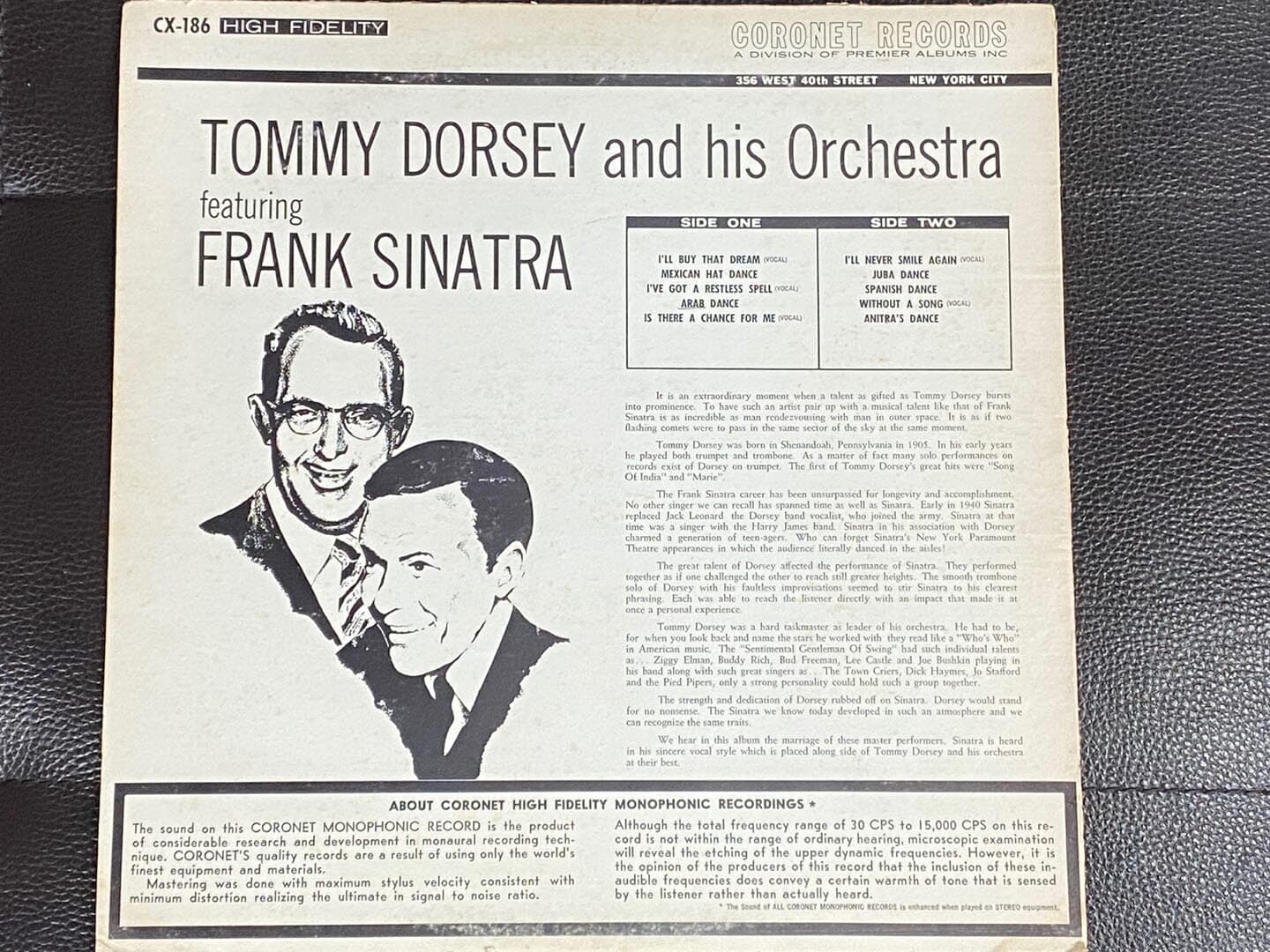 [LP] 토미 도시 & 프랭크 시나트라 - Tommy Dorsey & Frank Sinatra - And His Orchestra LP [U.S반]