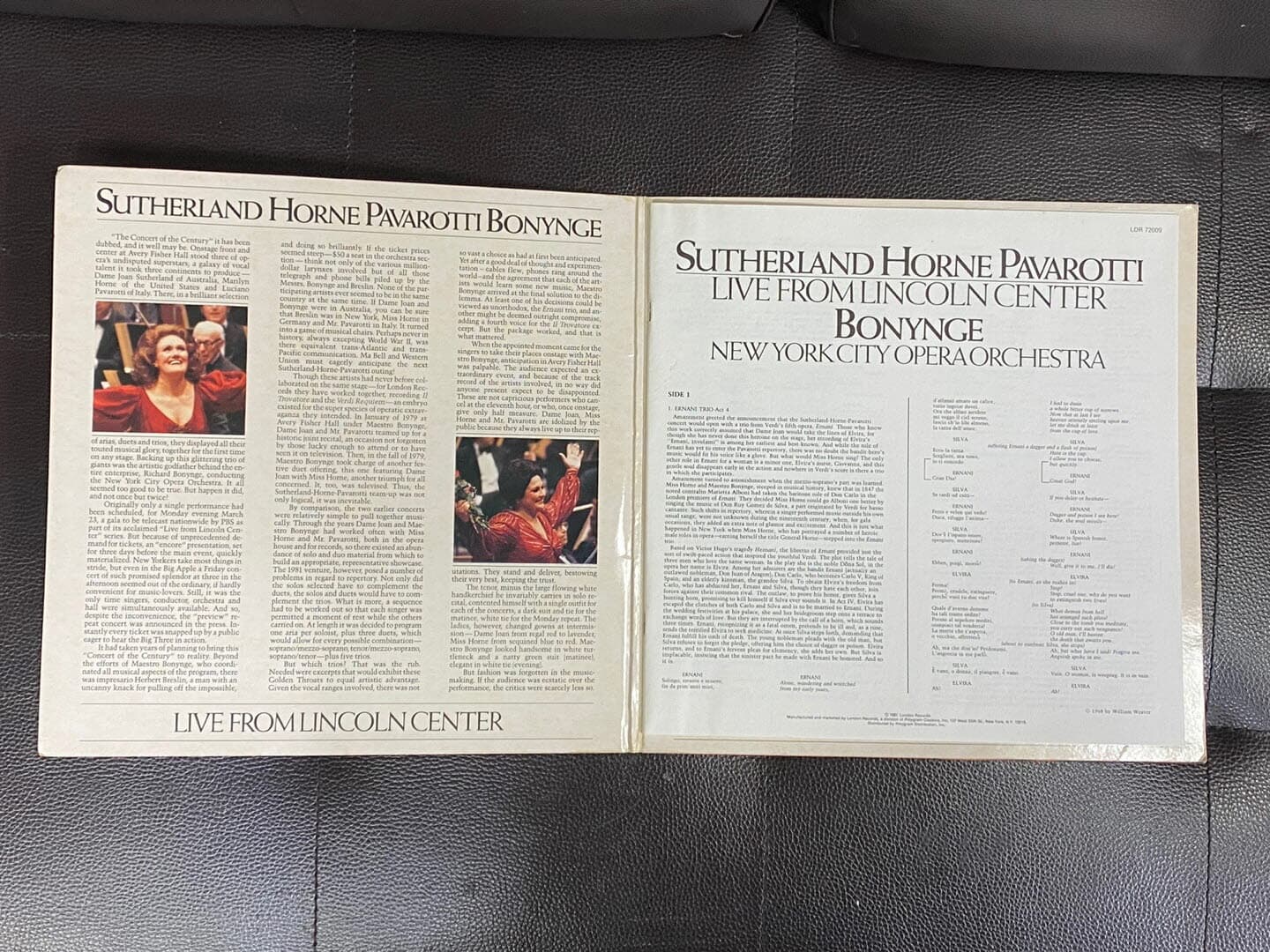 [LP] Bonynge & Pavarotti & Bonynge & Sutherland & - Live From Lincoln Center LP [U.K반]