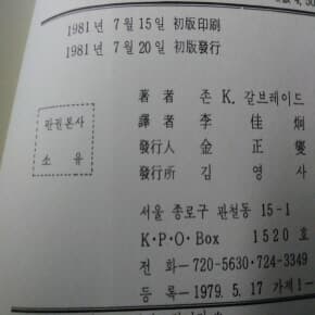 우리 시대의 한삶 갈브레이드회고록 1981년초판