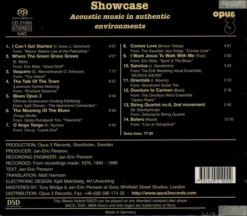 Showcase -  Opus 3 super AUDIO CD (SACD Hybrid) (독일반)