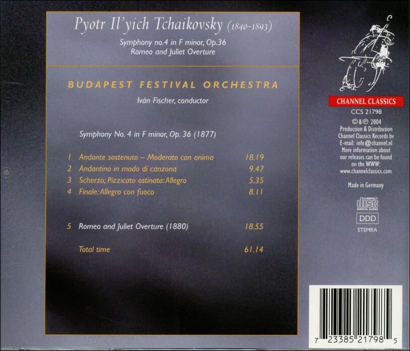Tchaikovsky - Ivan Fischer / Symphony No.4 In F Minor, Op.36(독일반)