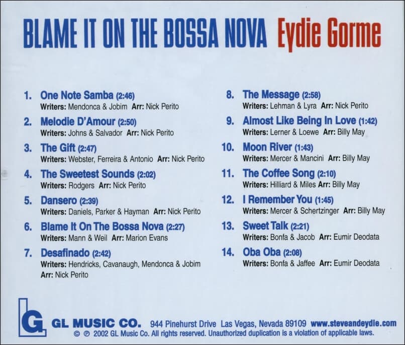 Eydie Gorme - Blame It On The Bossa Nova(US반)