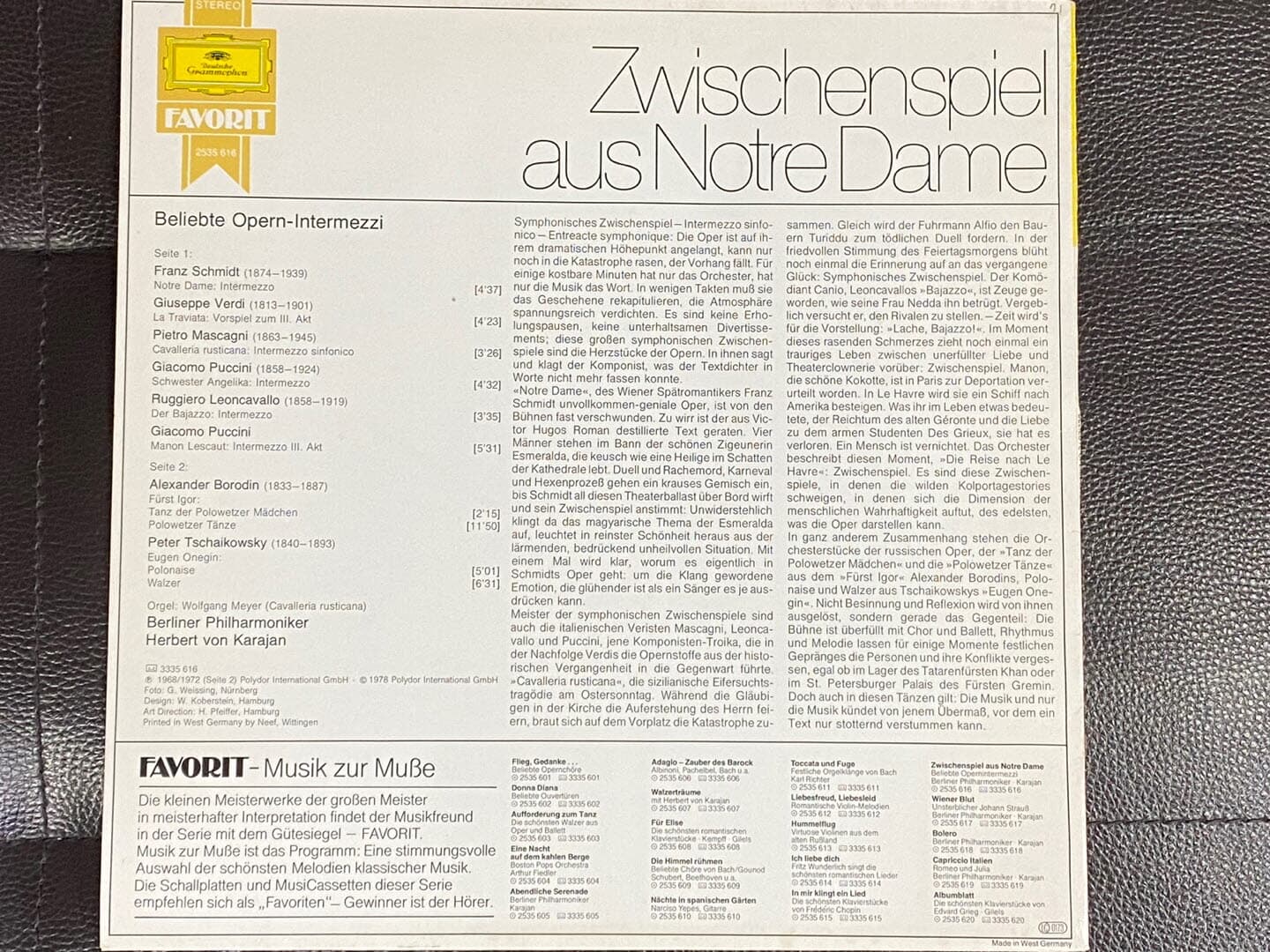 [LP] 카라얀 - Karajan - Zwischenspiel Aus Notre Dame LP [독일반]