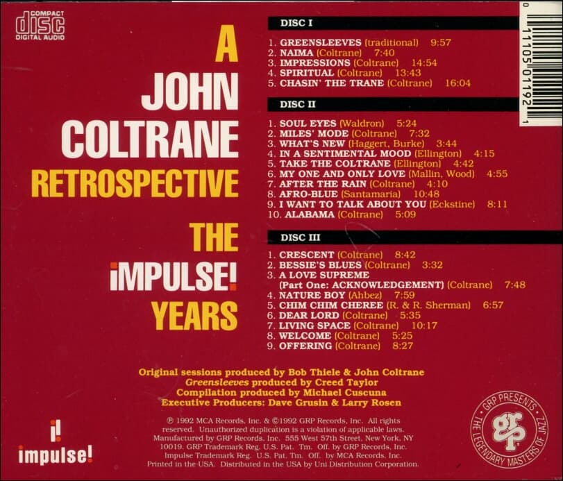 John Coltrane (존 콜트레인) - The Impulse! Years (3cd) (US반) 