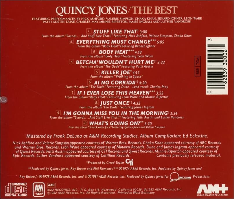 Quincy Jones (퀸시 존스) - The Best  (독일반)