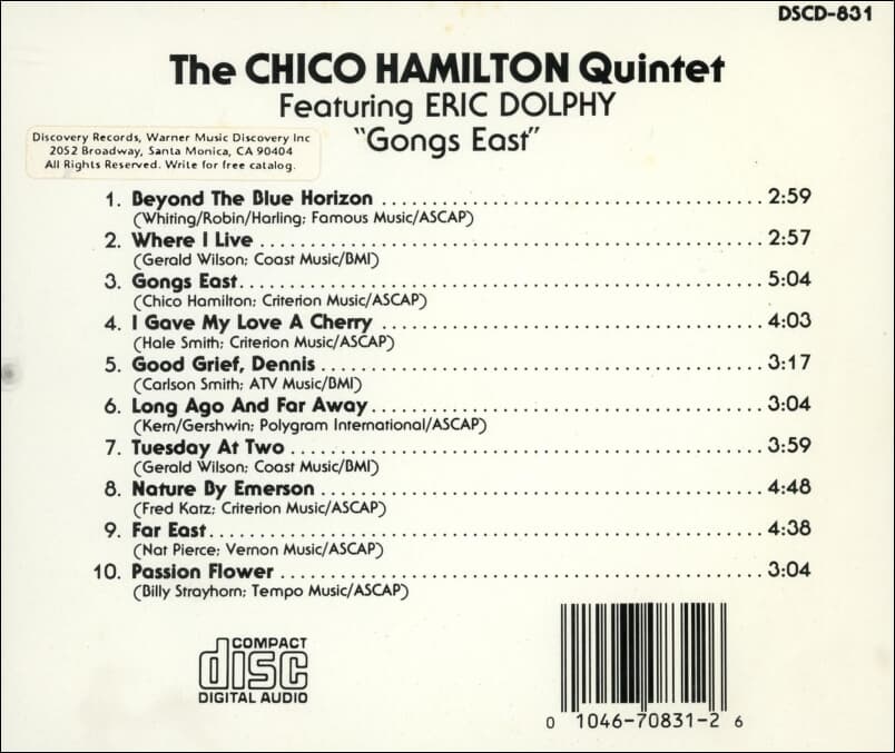 The Chico Hamilton Quintet (치코 해밀턴 퀸텟 ) - Gongs East! (US반)