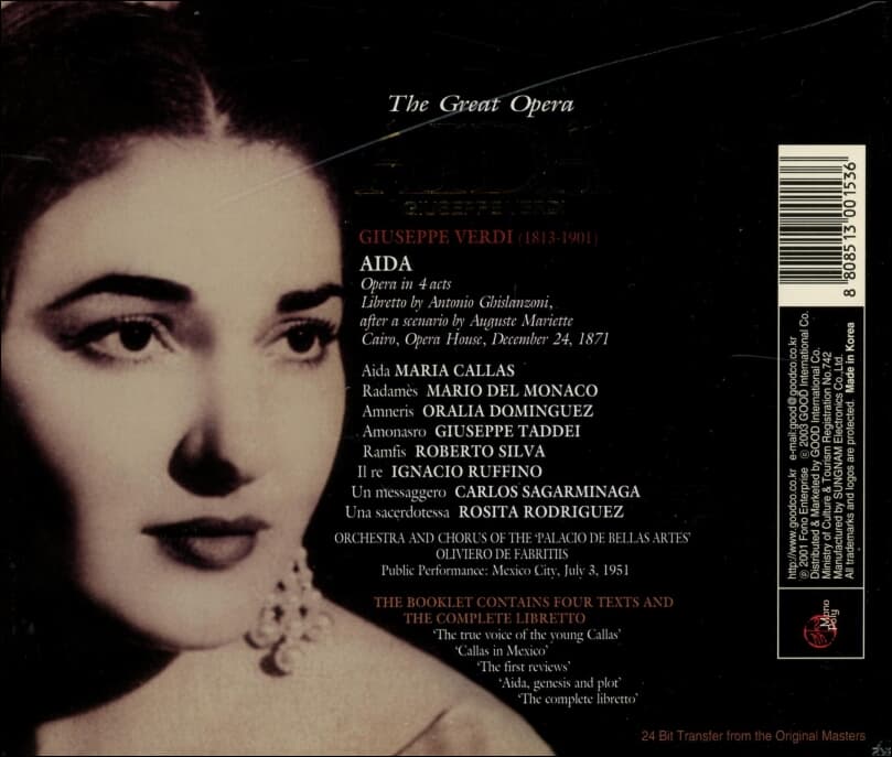 Maria Callas / Mario del Monaco - Verdi : Aida - The Great Opera (2cd)