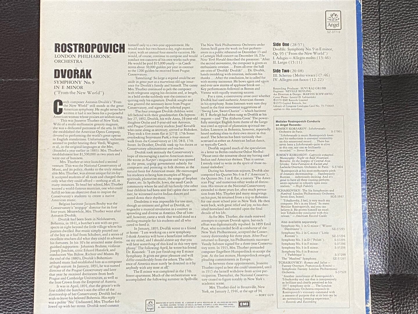 [LP] 로스트로포비치 - Rostropovich - Dvorak No.9 In E Minor "From The New World" LP [U.S반]