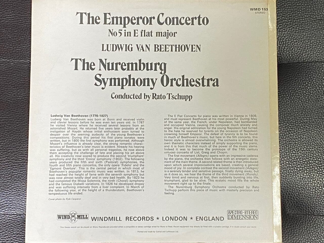 [LP] 라토 츄프 - Rato Tschupp - Beethoven The Emperor Concerto No.5 LP [U.K반]
