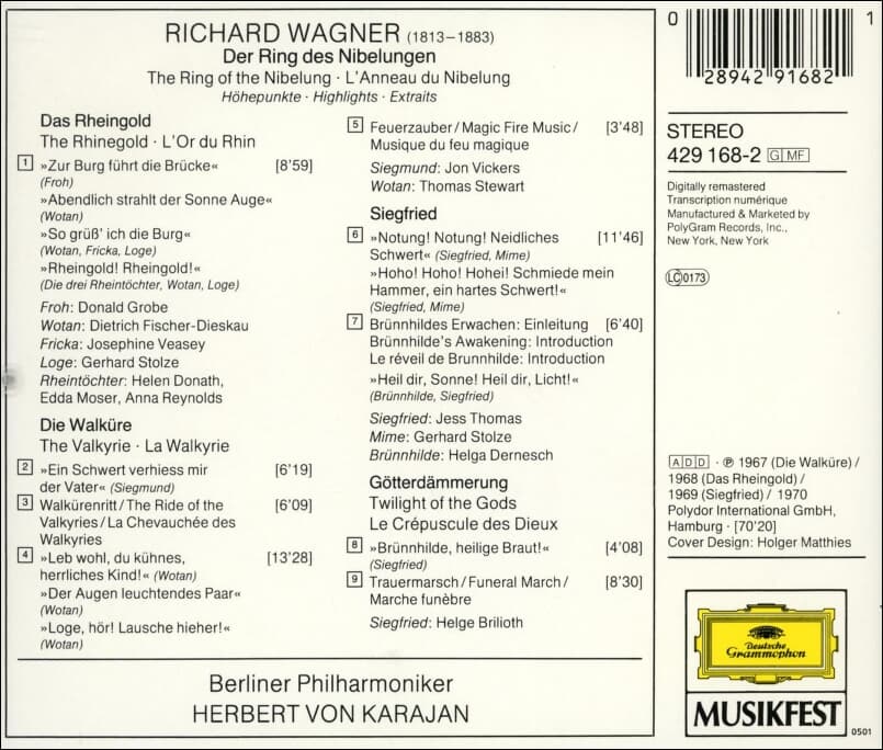 Wagner : Karajan - Der Ring Des Nibelungen - Querschnitt (US반)