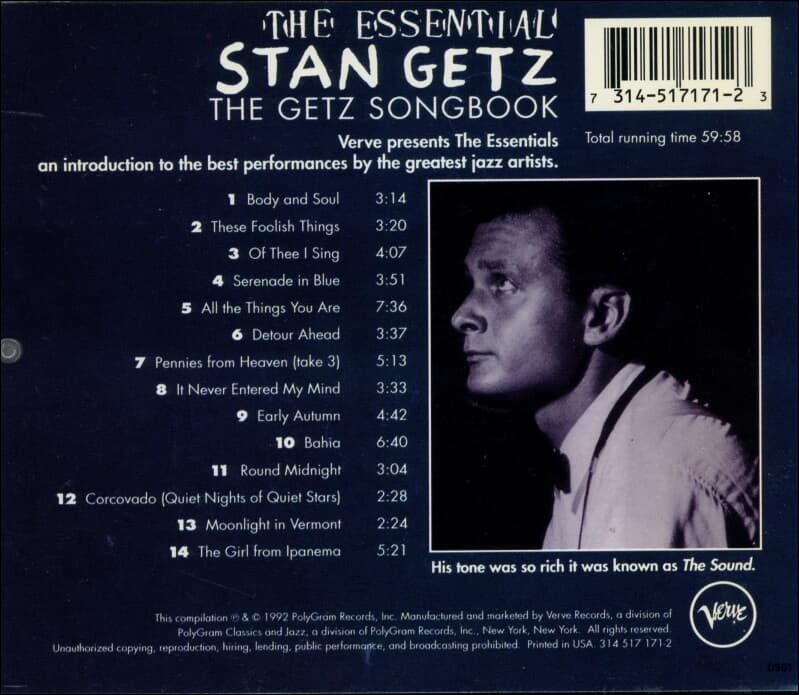 Stan Getz (스탄 게츠) - The Essential Stan Getz  (US반)