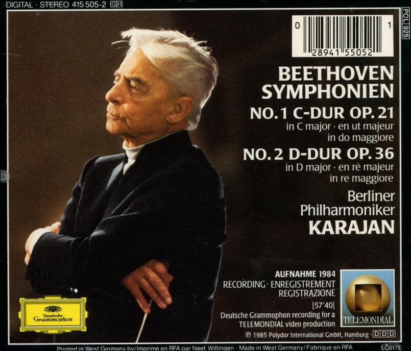 Beethoven : Karajan - Symphonien 1 & 2 (독일반)