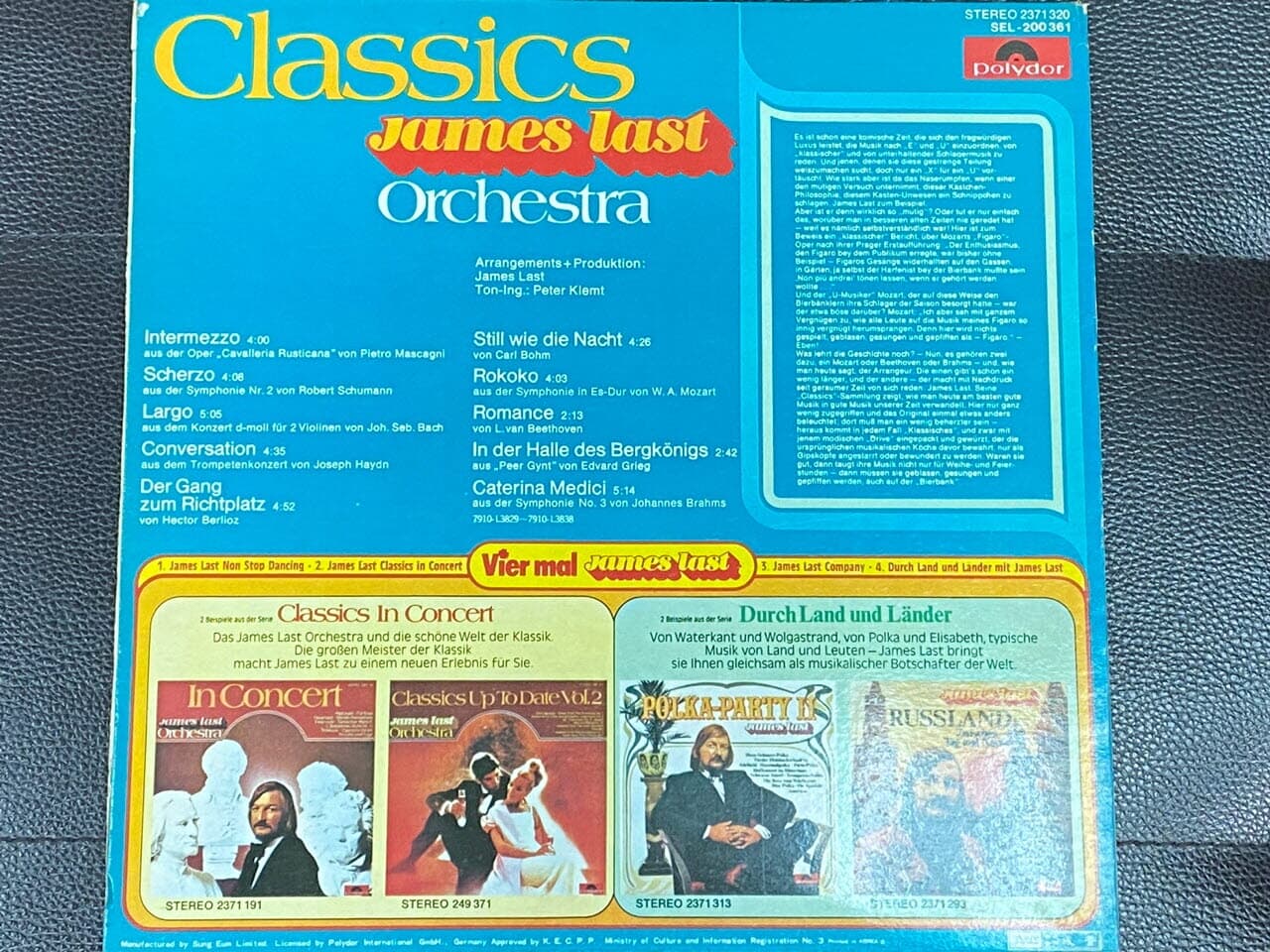 [LP] 제임스 라스트 - James Last - Classics LP [성음-라이센스반] 