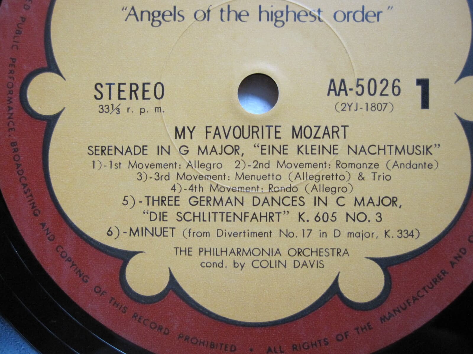 LP(수입) 모차르트: My Fovourite Mozart - 콜린 데이비스  