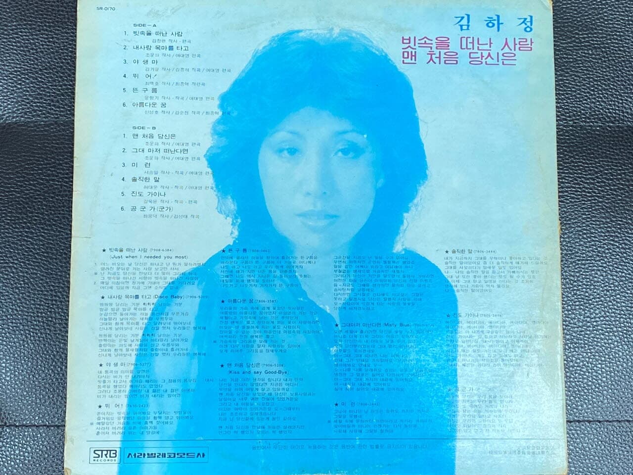 [LP] 김하정 - 빗속을 떠난 사람 LP [서라벌 SR-0170]