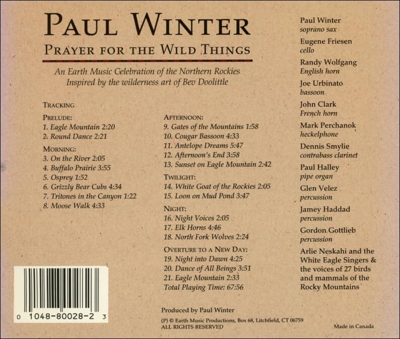 Paul Winter (폴 윈터) -  Prayer For The Wild Things (Canada반)