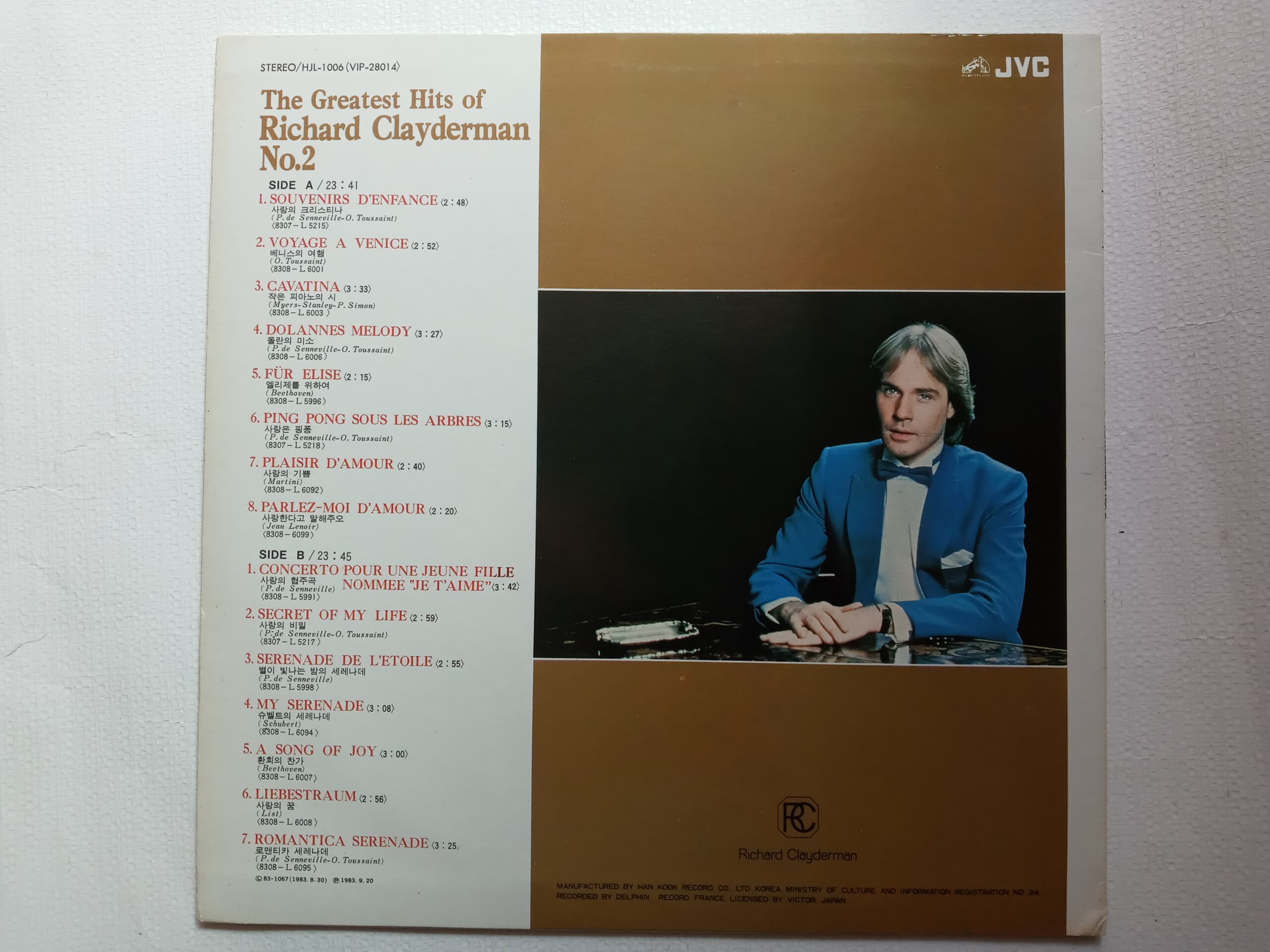 LP(엘피 레코드) 리차드 클레이더만 Richard Clayderman : The Best Of Richard Clayderman Vol.2